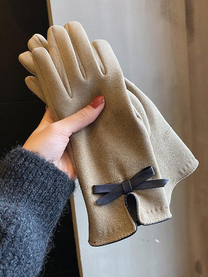 xakxx Bow-Embellished Split-Joint Gloves