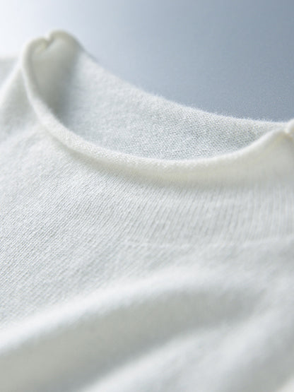 xakxx Simple Solid Color Round-Neck Short Sleeves Sweater