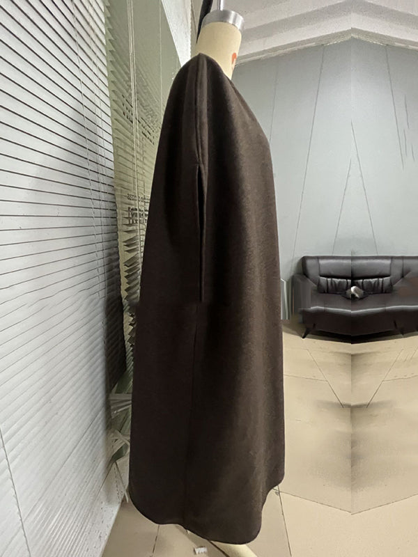 xakxx Simple Sleeveless Solid Color Round-Neck Cape Outerwear
