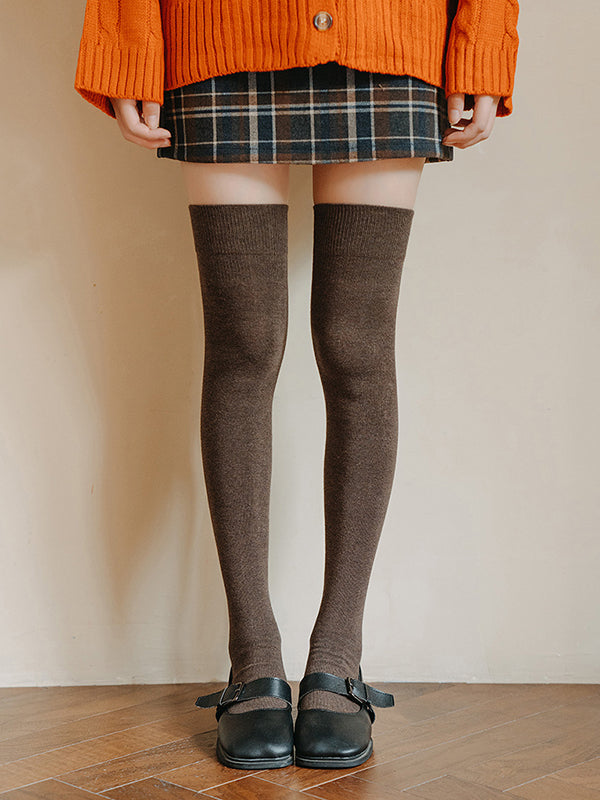 xakxx Casual Skinny Leg Solid Color Stockings Accessories
