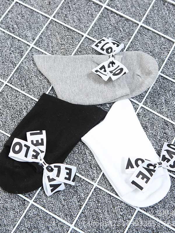xakxx Tide Letter Bow Decoration Socks