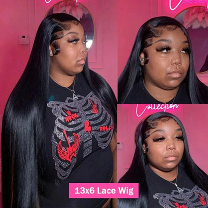 28 30 34 Inch Bone Straight Human Hair Wig 180 Density 13x6 Hd Lace Frontal Wig for Black Women Long Cheap Brazilian Virgin Hair
