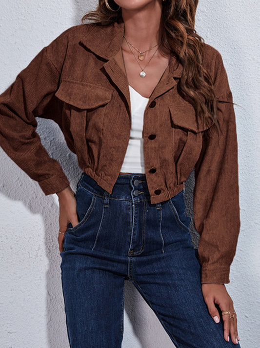 xakxx Long Sleeves Loose Buttoned Elasticity Pleated Lapel Jackets Outerwear