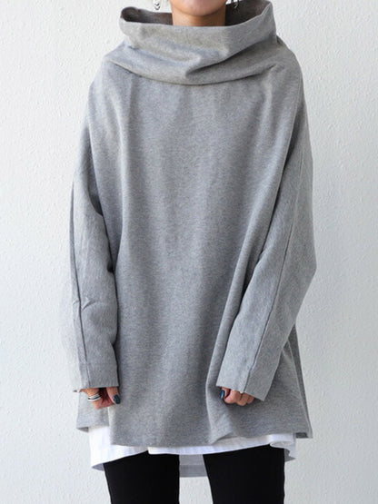 xakxx Urban Black&Gray High-Neck Long Sleeve Oversize T-Shirt