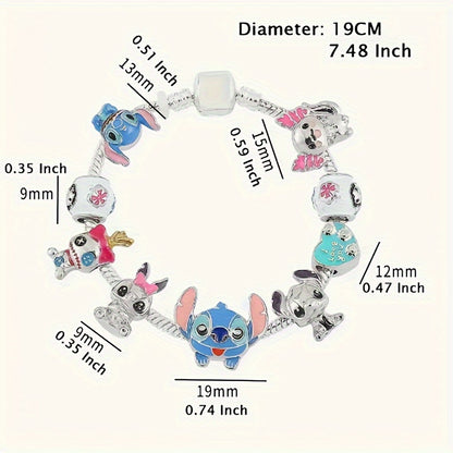 1pc Delightful Disney Stitch Charm Bracelet for Women - Licensed, Cute, Beaded Fashion Accessory with Lilo & Stitch Charms - Adorable Birthday Gift Idea for Her, Perfect for Any Occasion
