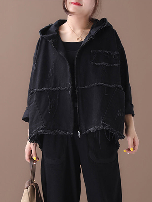 xakxx Original Solid Hooded Denim Outwear