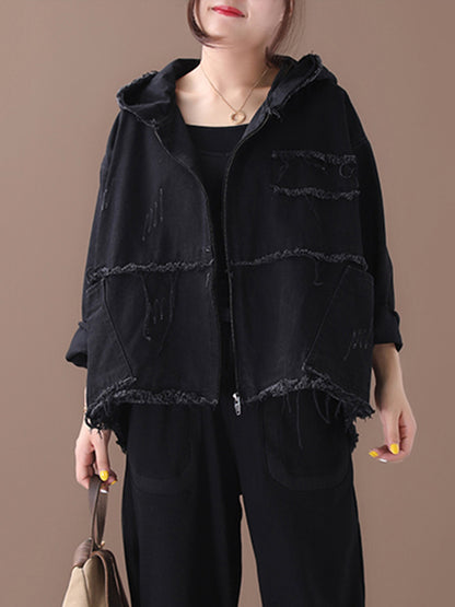 xakxx Original Solid Hooded Denim Outwear