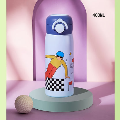 1pc Cartoon Insulated Water Bottle - 400ml 304 Stainless Steel Travel Thermal Cup for Hot and Cold Beverages, Summer Winter Drinkware, Perfect Gift for Outdoor Enthusiasts and Coffee Lovers