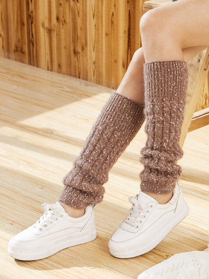 xakxx Wool Knitted Dot Twist Leg Warmers Accessories