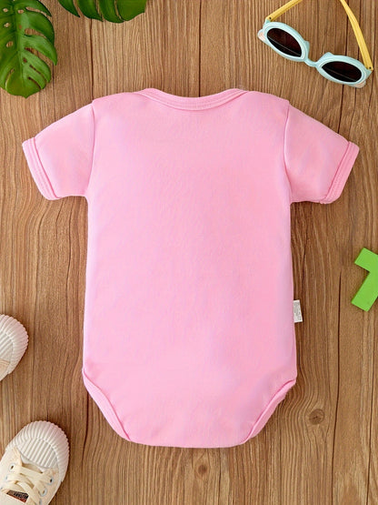 Baby's "My 1st Christmas" Cow Print Short Sleeve Triangle Bodysuit, Toddler & Infant Girl's Comfy Outdoor Clothes