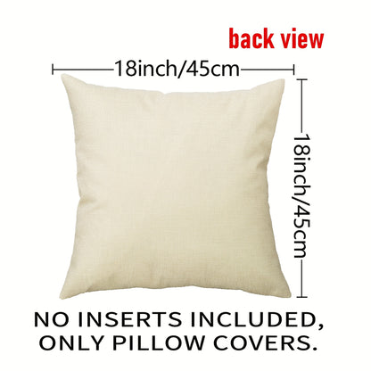 1pc Vibrant Christmas Cartoon Linen Blend Throw Pillow Case, Colorful Square Cushion Cover for Living Room Bedroom Couch Sofa, Single-Sided Printed Decorative Pillowcase with No Pillow Insert