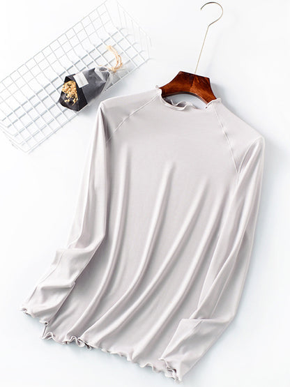 xakxx 7 Colors Solid Color Long Sleeves T-Shirt Top