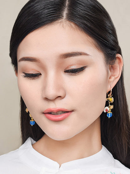 xakxx Vintage Asymmetric Plum Blossom Branch Earrings