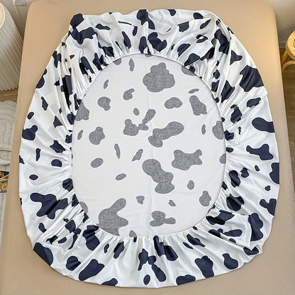 3-Piece Cow Print Fitted Sheet Set - Snug & Stylish Bedding for Bedrooms, Guest Rooms, and Hotels - Includes 2 Pillowcases, No Comforter