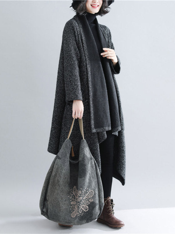 xakxx Thicken Gray Long Sleeve Coat Outerwear