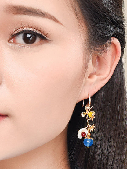 xakxx Vintage Asymmetric Plum Blossom Branch Earrings