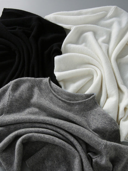 xakxx Simple Solid Color Round-Neck Short Sleeves Sweater