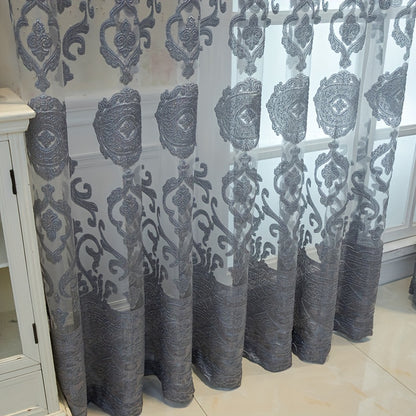 1pc Exquisite Jacquard Embroidered Window Sheer Curtain - Soft, Stylish, and Breathable Window Treatment for Living Room, Bedroom, and Balcony - Elevate Your Home Decor with Luxurious Textures and Natural Light Filtering