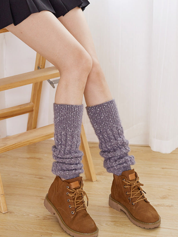 xakxx Wool Knitted Dot Twist Leg Warmers Accessories