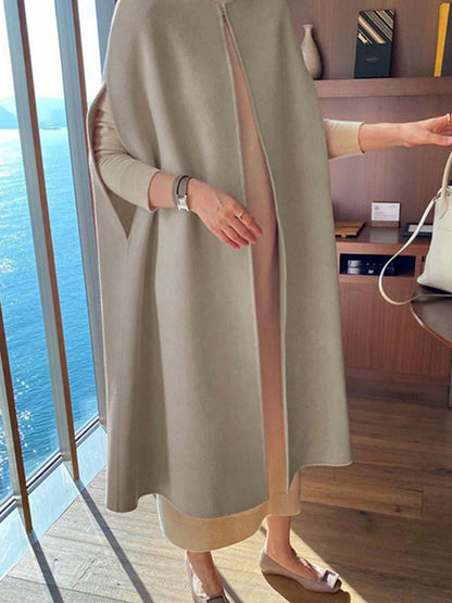 xakxx Simple Sleeveless Solid Color Round-Neck Cape Outerwear