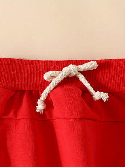 2pcskids Christmas Cute Cartoon SANTA BABY Graphic Sweatshirt Trousers Set, Toddler Casual Outfit Clothes, Winter/fall