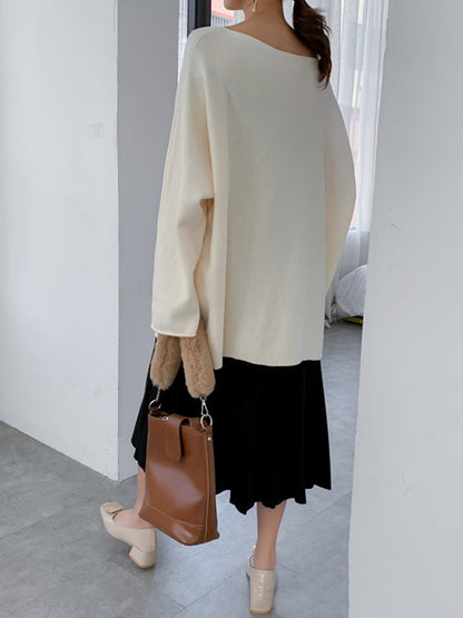 xakxx Simple Solid Color Round-Neck Sweater