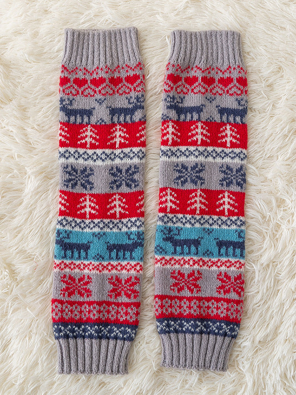 xakxx Knitting Keep Warm Printed Leg Warmers Accessories