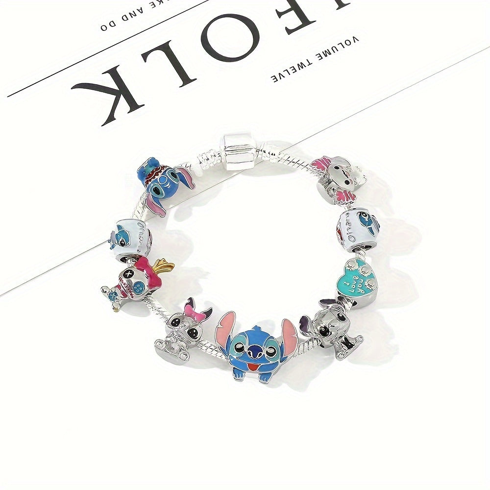 1pc Delightful Disney Stitch Charm Bracelet for Women - Licensed, Cute, Beaded Fashion Accessory with Lilo & Stitch Charms - Adorable Birthday Gift Idea for Her, Perfect for Any Occasion