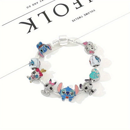 1pc Delightful Disney Stitch Charm Bracelet for Women - Licensed, Cute, Beaded Fashion Accessory with Lilo & Stitch Charms - Adorable Birthday Gift Idea for Her, Perfect for Any Occasion