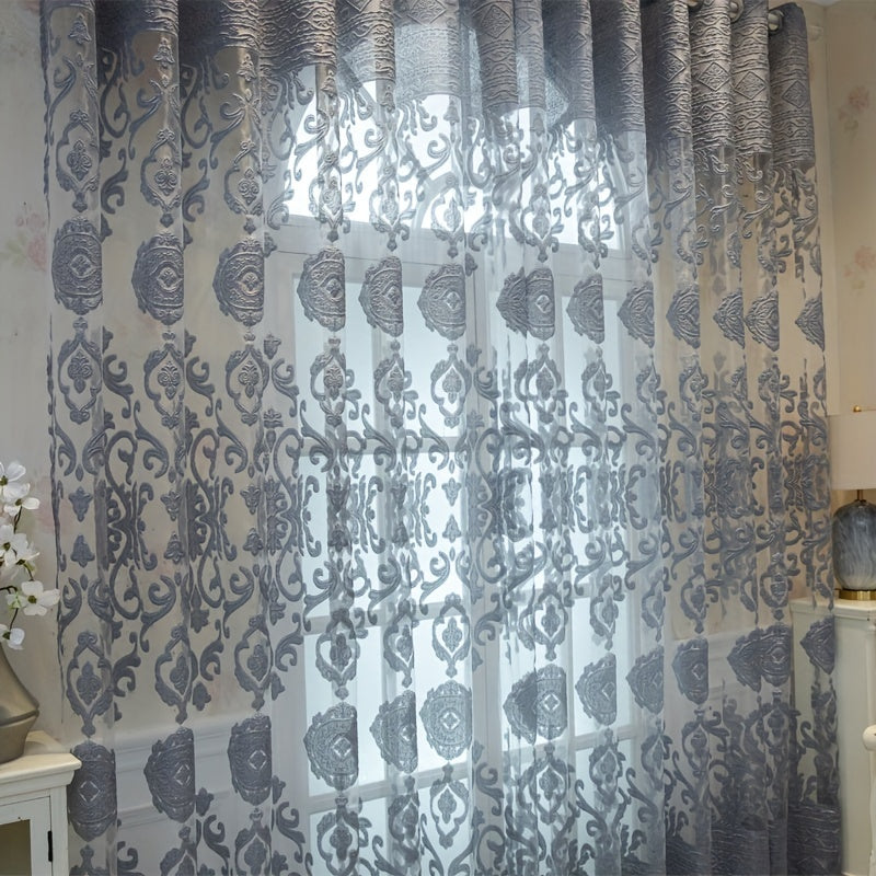 1pc Exquisite Jacquard Embroidered Window Sheer Curtain - Soft, Stylish, and Breathable Window Treatment for Living Room, Bedroom, and Balcony - Elevate Your Home Decor with Luxurious Textures and Natural Light Filtering