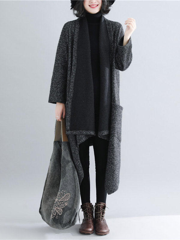 xakxx Thicken Gray Long Sleeve Coat Outerwear