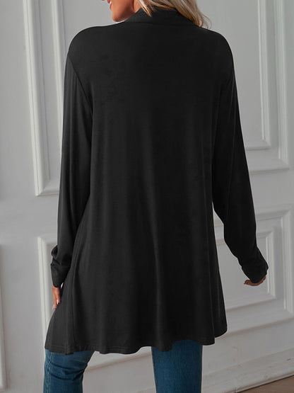 xakxx Long Sleeves Loose Solid Color Statement Collar Outerwear