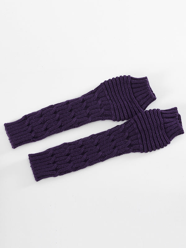 xakxx Solid Color Keep Warm Jacquard Knitted Sleevelet