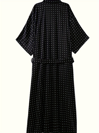 Plus Size Men's Luxurious Allover Print Bathrobe - Soft, Relaxed Fit, Stylish Comfy Sleepwear for Ultimate Relaxation - Perfect for Lounging Around the House