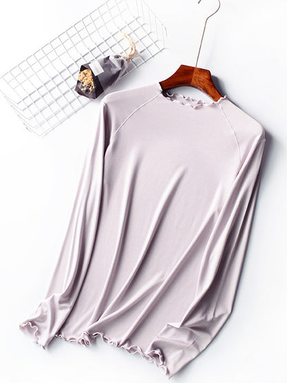 xakxx 7 Colors Solid Color Long Sleeves T-Shirt Top