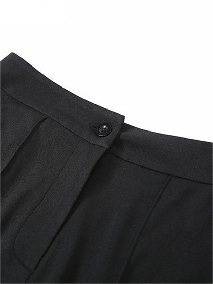 Purpdrank - Office Lady Black Pant Suits Tracksuit Women Strap Corset Crop Tops And High Waist Pants Two Piece Set Urban Outfits