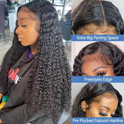 30 Inch Brazilian Loose Deep Wave 360 Lace Front Human Hair Wigs 13x4 Synthetic Curly Wig for Black Women