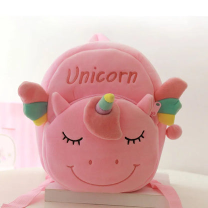 22x20cm Kawaii Unicorn Backpack with Hairball Soft Plush Kindergarten Schoolbags Kids Girls Book Bag Fluffy Anmial Backpack
