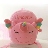 22x20cm Kawaii Unicorn Backpack with Hairball Soft Plush Kindergarten Schoolbags Kids Girls Book Bag Fluffy Anmial Backpack
