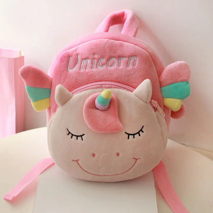 22x20cm Kawaii Unicorn Backpack with Hairball Soft Plush Kindergarten Schoolbags Kids Girls Book Bag Fluffy Anmial Backpack