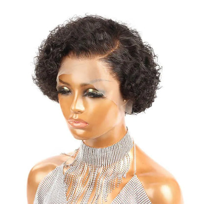 Pixie Cut Wig Short Curly Brazilian Human Hair Wigs 13X1 Transparent Bob Lace Front Wig For Women Pre Plucked Cosplay Daily