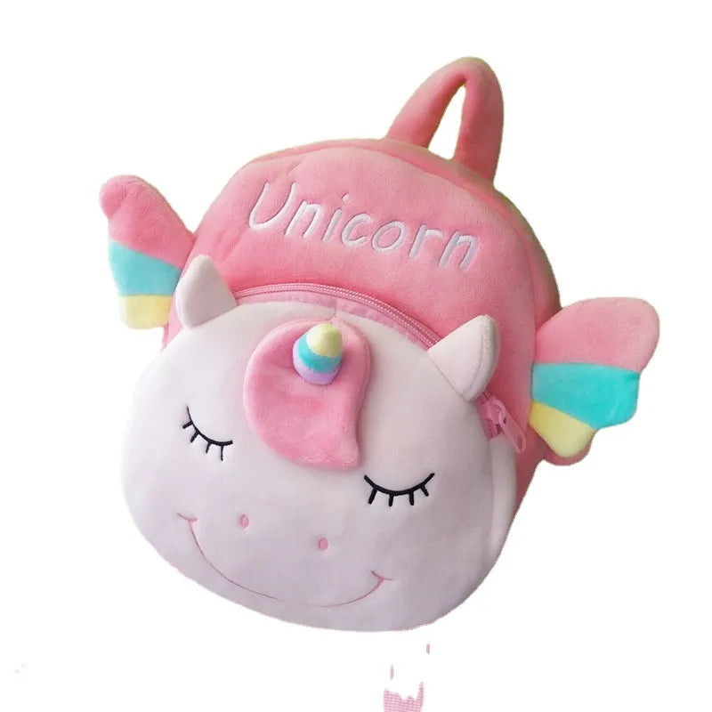22x20cm Kawaii Unicorn Backpack with Hairball Soft Plush Kindergarten Schoolbags Kids Girls Book Bag Fluffy Anmial Backpack