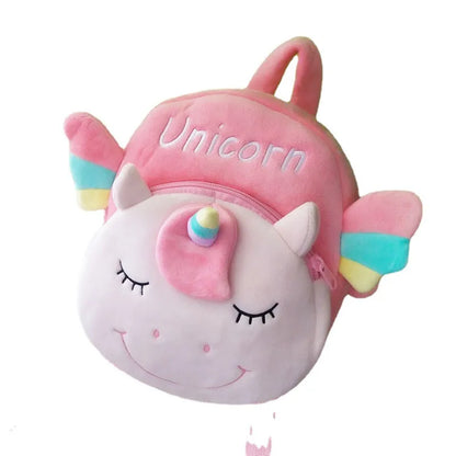 22x20cm Kawaii Unicorn Backpack with Hairball Soft Plush Kindergarten Schoolbags Kids Girls Book Bag Fluffy Anmial Backpack