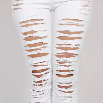 New Designer Denim Women 2018 High Waist Ripped Jeans For Women Skinny Black White Jeans Woman Elastic Slim Jean Female Femme 50 MX190712