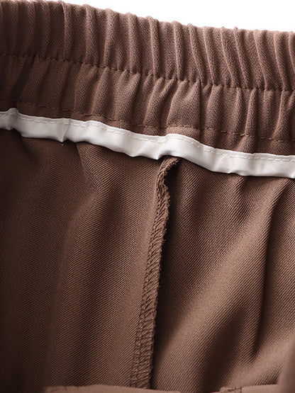 xakxx Simple Column Solid Color Casual Ninth Pants Bottoms
