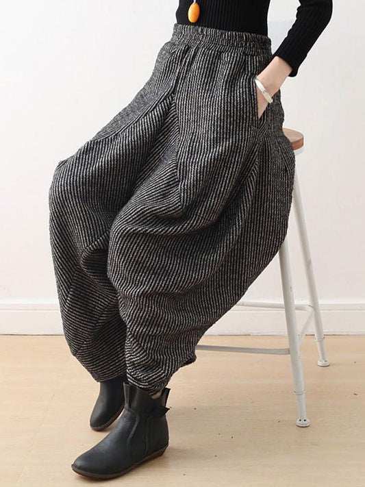 xakxx Vintage Knitted Thickening Asymmetric Lantern Wide Leg Pants