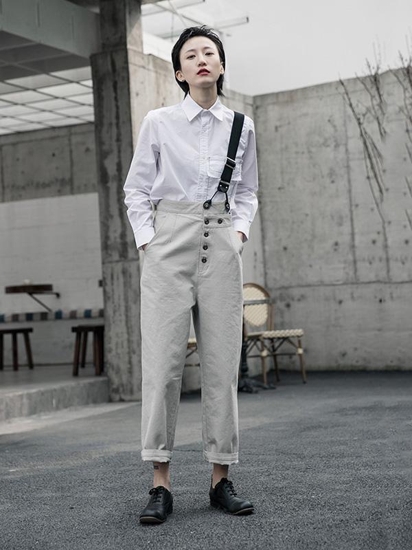 xakxx Vintage One-Shoulder Multi-Buckle Jumpsuit