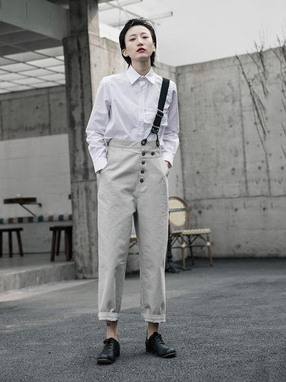 xakxx Vintage One-Shoulder Multi-Buckle Jumpsuit