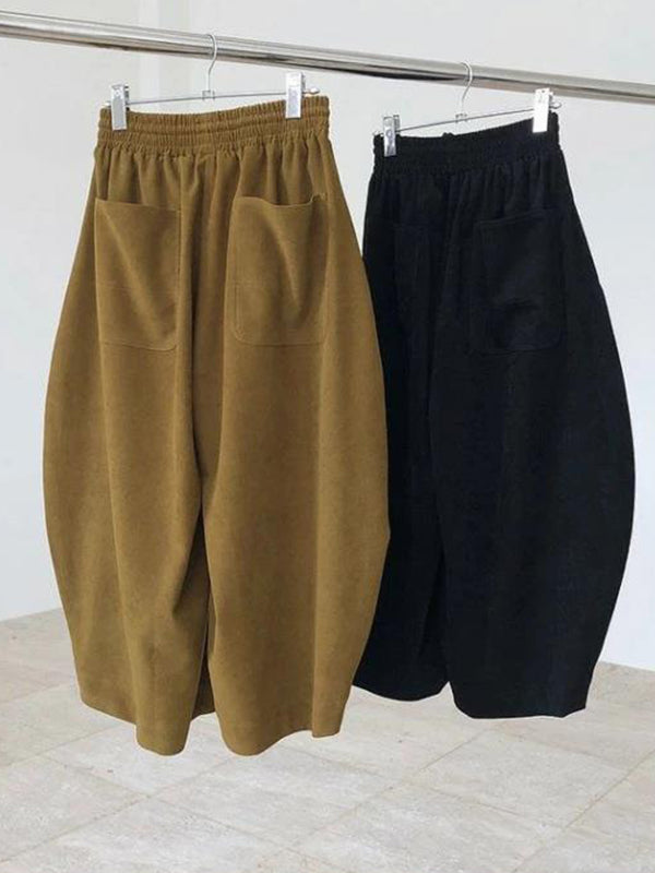 xakxx Harem Pants Wide Leg Elasticity Solid Color Split-Joint Pants Trousers