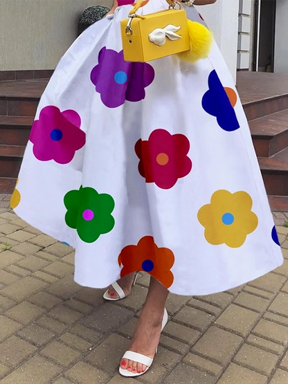 xakxx Sleeveless Floral Printed Square-Neck Midi Dresses